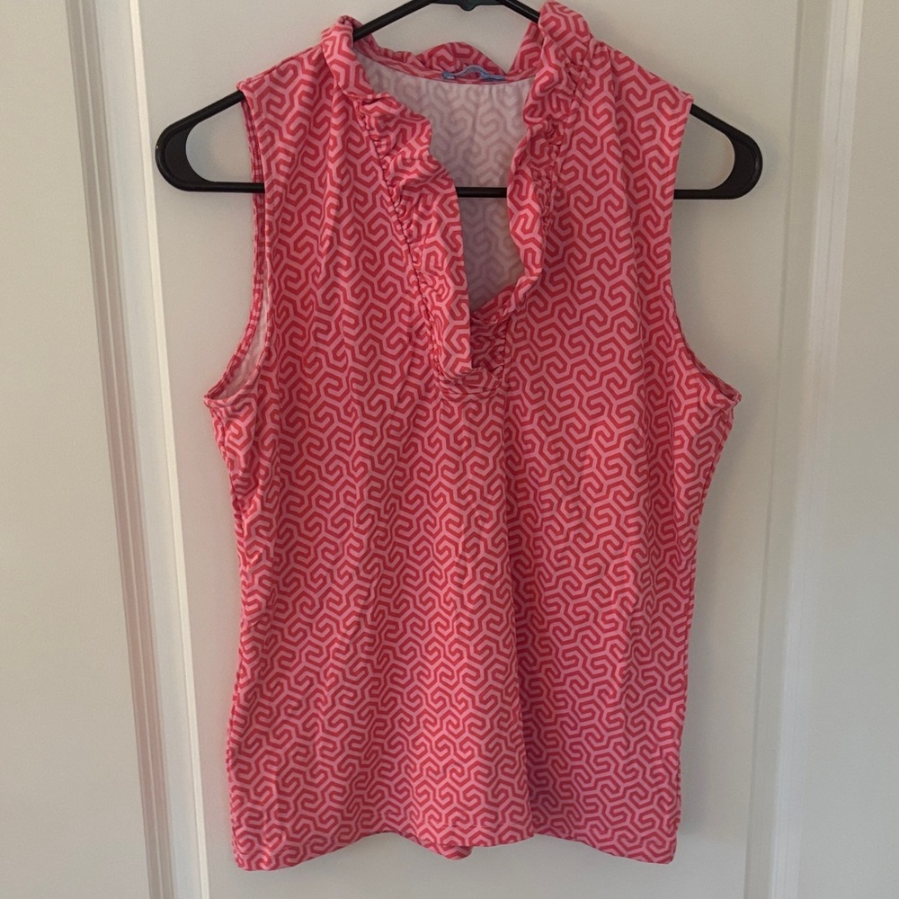 J. McLaughlin Coral Patterned Sleeveless Blouse